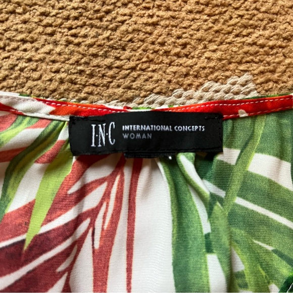 INC Plus Size Cold-Shoulder Faux-Wrap Crossover Top 0X, Pleasant Palms #2086 - Picture 4 of 14